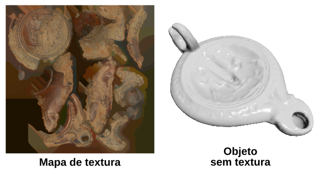 Mapa de textura da lâmpada romana, e objeto sem textura.